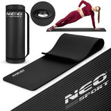 Treniņu paklājiņš ar caurumiem Neo-Sport 183 x 60 cm, biezs, melns – produkta kopskats