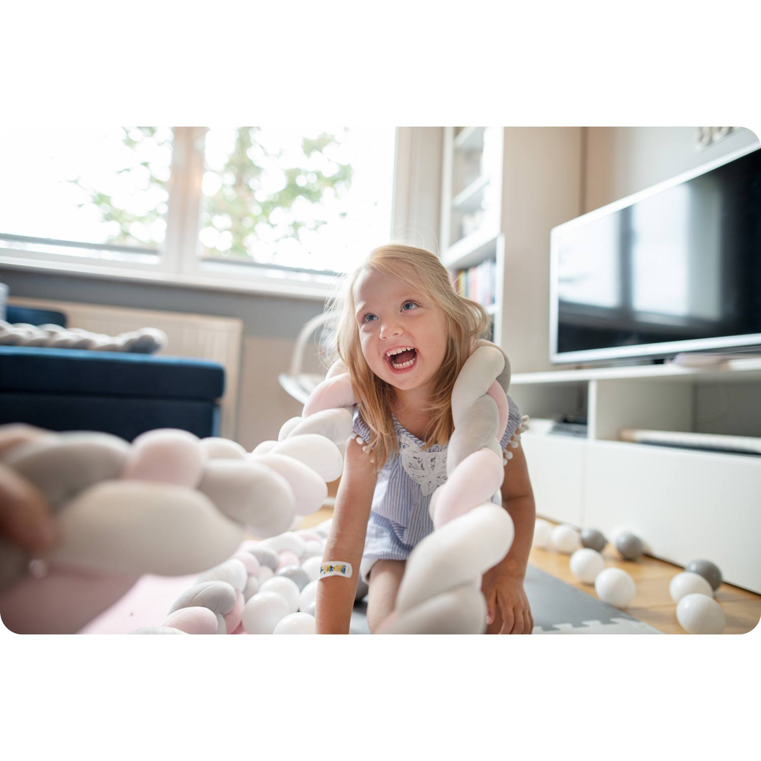 Ricokids gultiņas apmalīte 3 m, rozā un pelēka – produkta galerijas skats, 2. pozīcija