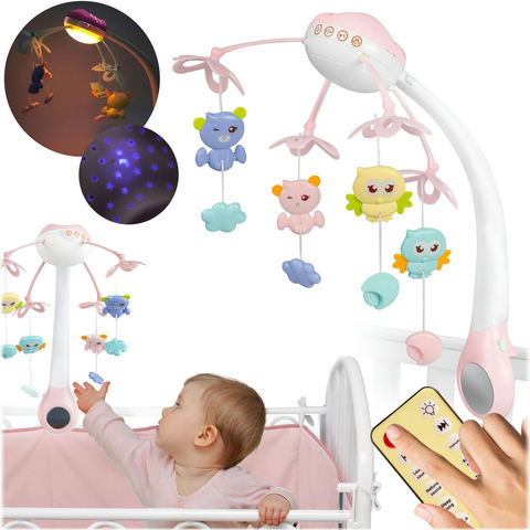 Karuselis gultiņai ar projektoru Ricokids RK-813, rozā