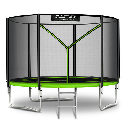 Dārza batuts 10 ft/312 cm ar ārējo tīklu un kāpnēm Neo-Sport