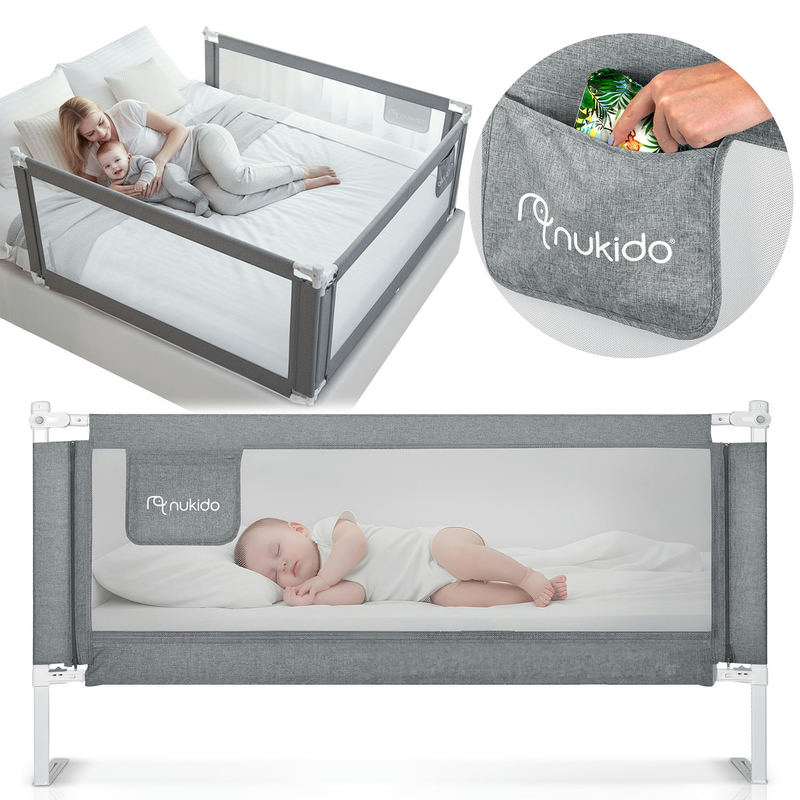 Gultas aizsargbarjera 200 cm Nukido NK-227, pelēka – produkta kopskats
