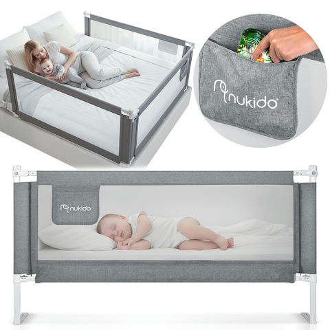 Gultas aizsargbarjera 200 cm Nukido NK-227, pelēka