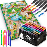 Zīmēšanas paklājs 90 x 120 cm ar 80 alkoholiskajiem marķieriem Ricokids – produkta galerijas skats, 5. pozīcija