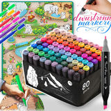 Zīmēšanas paklājs 90 x 120 cm ar 80 alkoholiskajiem marķieriem Ricokids – produkta kopskats