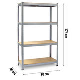 Metāla noliktavas plaukts 174 x 80 x 40 cm Plonos 470100 – produkta galerijas skats, 12. pozīcija