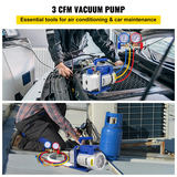 VEVOR 3 CFM 1/4 HP aukstumaģenta vakuuma sūkņa komplekts ar manometru