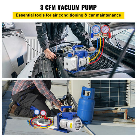 VEVOR 3 CFM 1/4 HP aukstumaģenta vakuuma sūkņa komplekts ar manometru