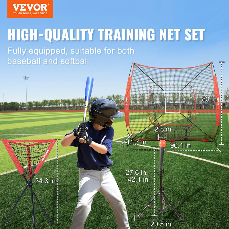 Beisbola un softbola treniņu tīkls 7x7 ft ar loku rāmi, YC-SS-BN005