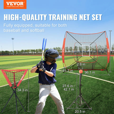Beisbola un softbola treniņu tīkls 7x7 ft ar loku rāmi, YC-SS-BN005