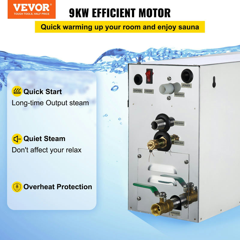 VEVOR 9 kW tvaika ģenerators spa telpai, modelis LT-90