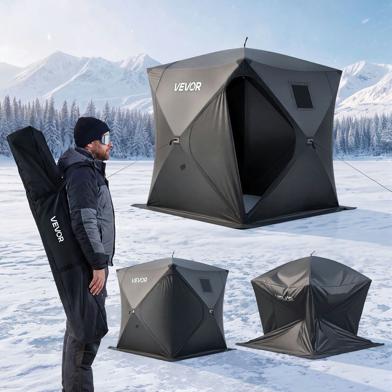 Ledus makšķerēšanas telts YL60x60x70icnh-1 1–2 personām, melna