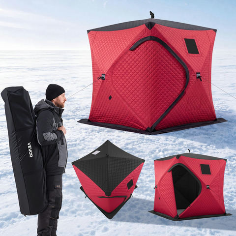 Makšķerēšanas telts 3–4 personām 1,8 × 1,8 × 2 m, sarkana