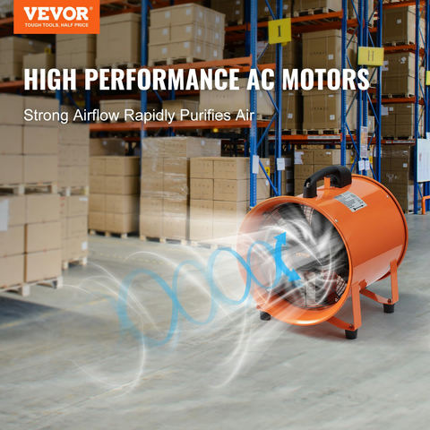 Pārnēsājams ventilators 203,2 mm ar 10 m gaisa vadu, 145 W, 1020 CFM