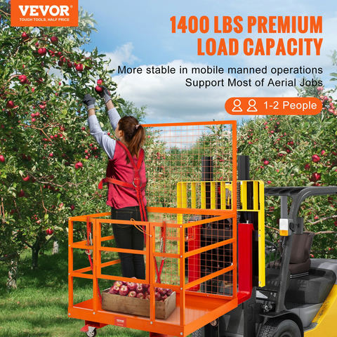 VEVOR iekrāvēja drošības būris un darba platforma ar riteņiem, 635 kg