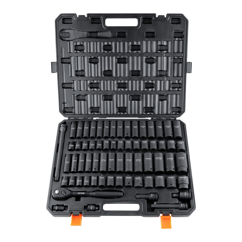 Trieciena ligzdu komplekts 1/2" piedziņai, 65 detaļas, SAE un metriskās, Cr-V tērauds