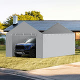 VEVOR 12 x 20 ft carport nomaiņas nojumes pārvalks ar sānu sienu, pelēks, bez jumta un rāmja