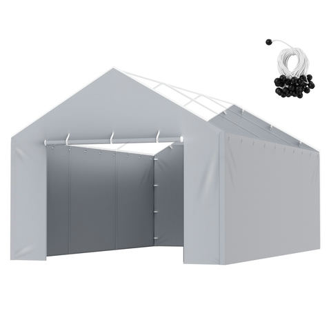 VEVOR 12 x 20 ft carport nomaiņas nojumes pārvalks ar sānu sienu, pelēks, bez jumta un rāmja