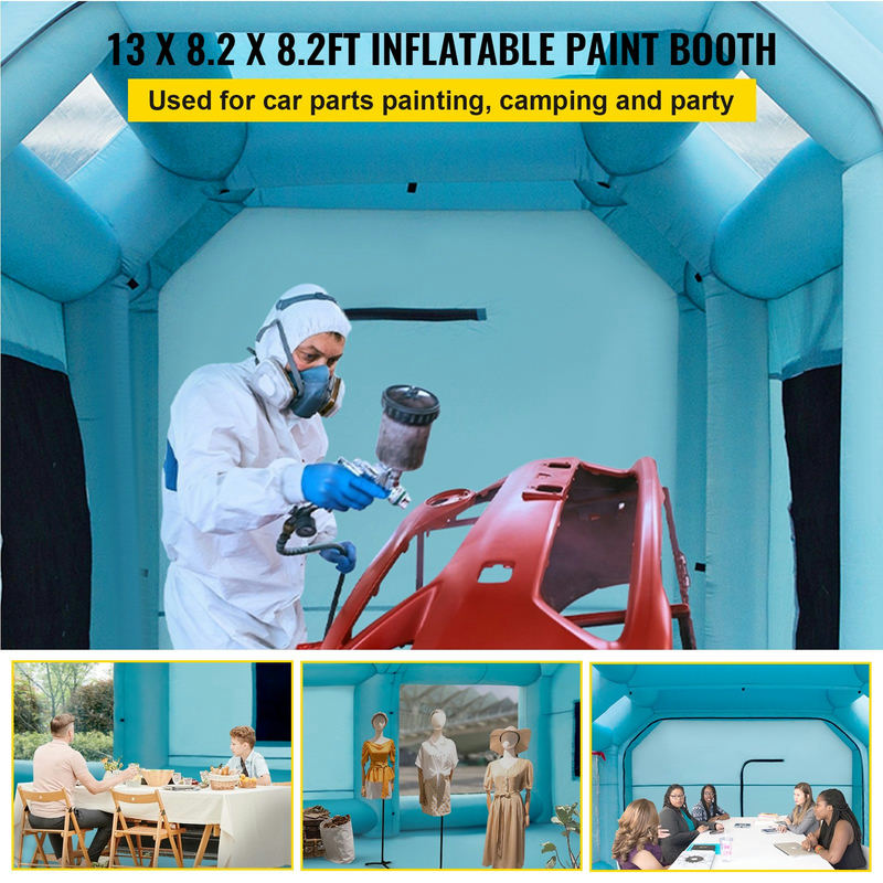 VEVOR pārnēsājama piepūšama krāsošanas kabīne ar filtrācijas sistēmu un 2 pūtējiem