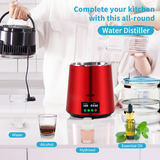 VEVOR 4 L ūdens destilators, 1 L/h, 750 W, 304 nerūsējošais tērauds, sarkans