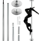 Deju stabs, pārnēsājams profesionāls, 84–110 in, sudraba krāsā, 45 mm tērauds, rotējošs un statisks, 440 lb