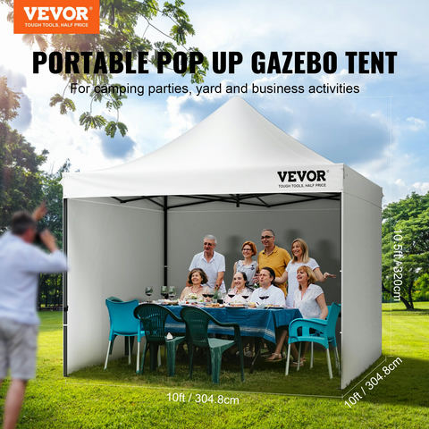 Pop Up nojume 10 x 10 FT ar sānu sienām un somu, balta