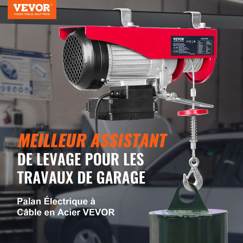 VEVOR elektriskais pacēlājs 2200 lb, 1600W, 220V, ar bezvadu tālvadību