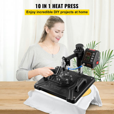 VEVOR 10-in-1 karstspiedes prese 30,5 x 38,1 cm, 1000 W, melna