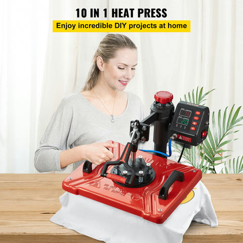 VEVOR 10-in-1 karstspiedes prese 30,5 x 38,1 cm, 1000 W, sarkana