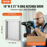 Piekļuves durvis BBQ āra virtuvei, 457x533 mm, nerūsējošais tērauds, ar padziļinātu rokturi
