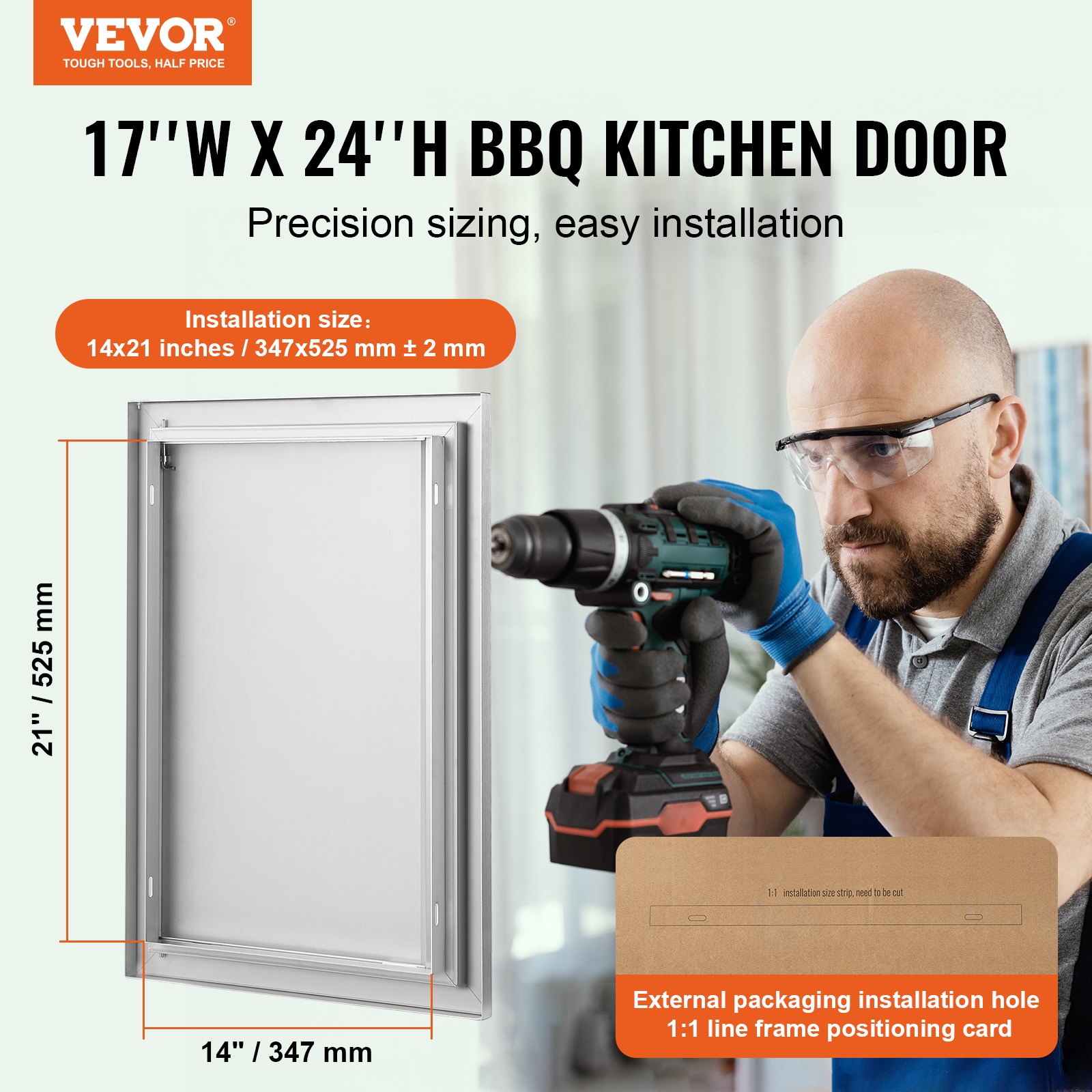 VEVOR āra virtuves skapja durvis, 432 × 610 mm