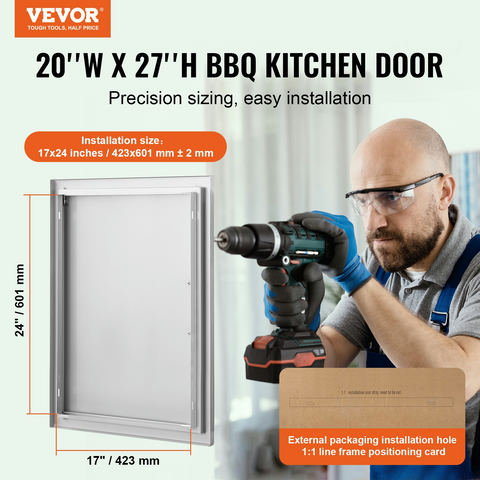 Āra virtuves piekļuves durvis, 508x686 mm, nerūsējošais tērauds