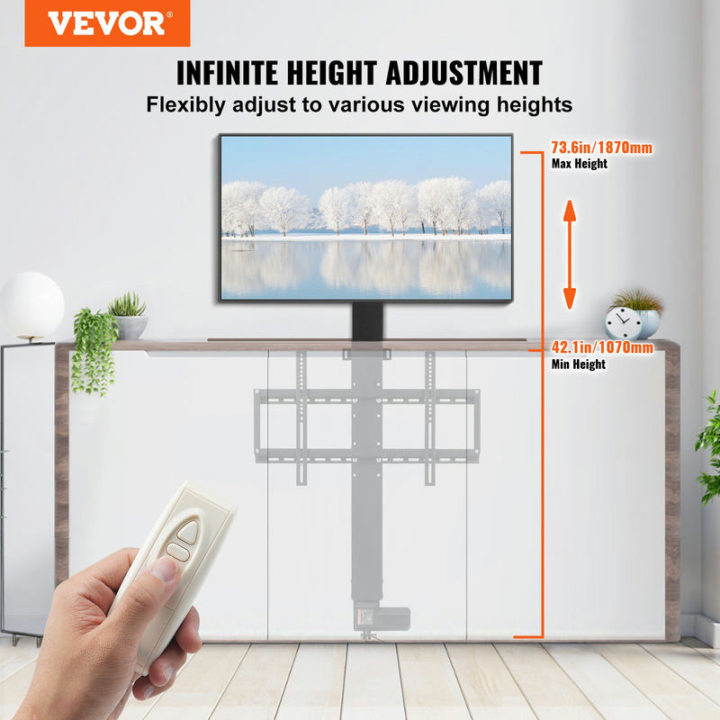 VEVOR motorizēts TV pacēlāja statīvs, sienas stiprinājuma mehānisms 66–152,4 cm televizoriem