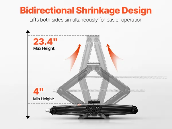 Šķērveida RV stabilizators ar norādītu 4 collu minimālo un 23,4 collu maksimālo augstumu