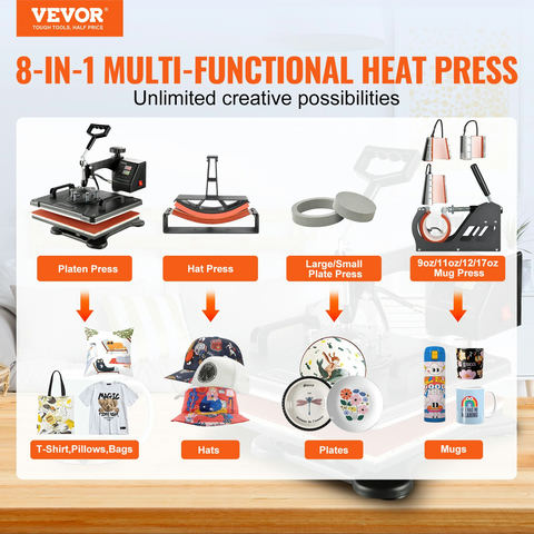 VEVOR 8-in-1 karstspiedes prese 38 x 30 cm ar 360° grozāmu mehānismu