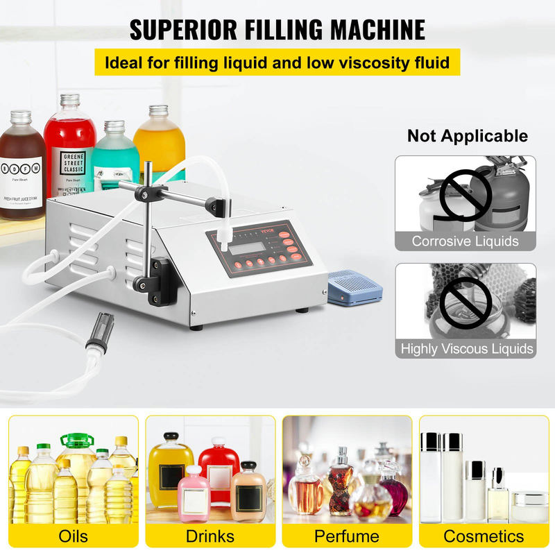 VEVOR GFK-160 šķidruma pildīšanas iekārta 5–3500 ml ar LCD displeju