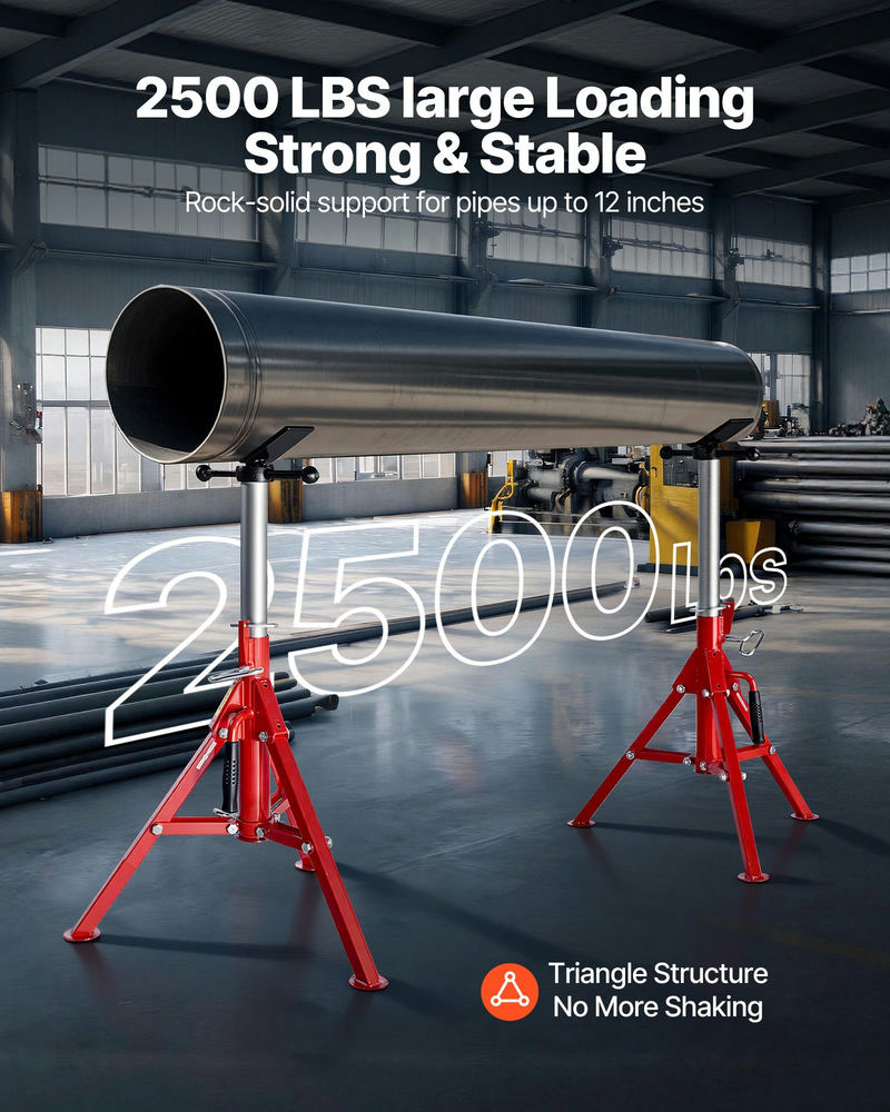 VEVOR V veida cauruļu statīvs 1/8"–12", regulējams 610–1067 mm