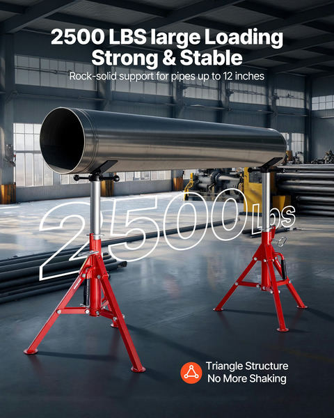 V veida cauruļu statīvs 1/8"–12", regulējams 610–1067 mm