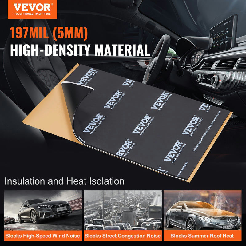 Auto skaņas slāpēšanas paklājs, 200 mil, 2.3 m², butila materiāls, modelis 6003-160mm-black