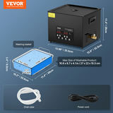 VEVOR 15L ultraskaņas tīrītājs, 360W, 40kHz, ar sildīšanu un taimeri