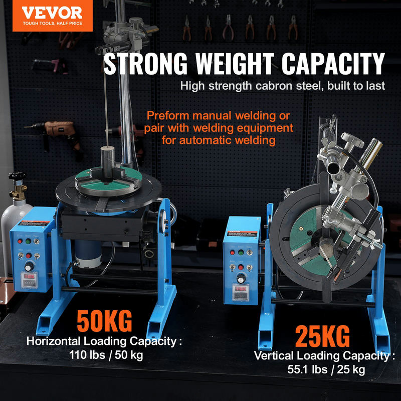 Rotējošs metināšanas pozicionētājs 50 kg, 0-90° galda virsma, 0.5-6 RPM, 120W