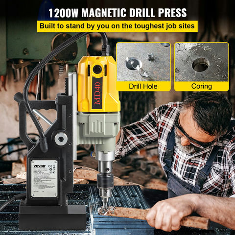 VEVOR magnētiskā urbjmašīna 1100W ar 7 uzgaļiem un 12000N magnētisko spēku