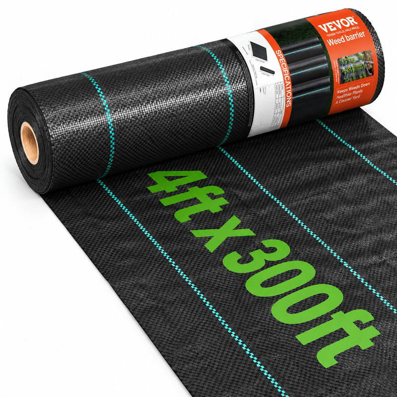 VEVOR 4 x 300 ft smaga tipa nezāļu barjeras ainavu audums, 3,2 oz