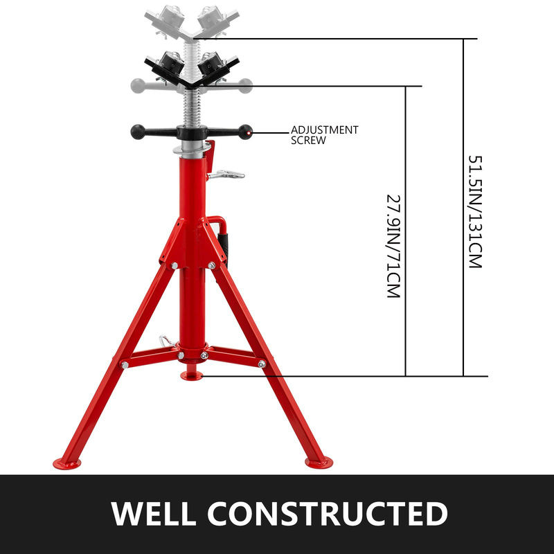 VEVOR cauruļu statīvs ar 2 lodīšu pārvietošanas V-veida galvu, salokāmām kājām, 2500 lb, regulējams 28–52 collas