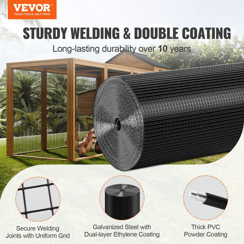 Metāla siets 24'' x 100' cinkots stiepļu ruļlis, 19 kalibrs, ar PVC pārklājumu