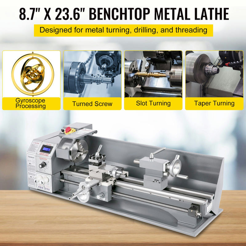 VEVOR mini metāla virpa 750W, 220 x 600 mm, 50–3000 apgr./min