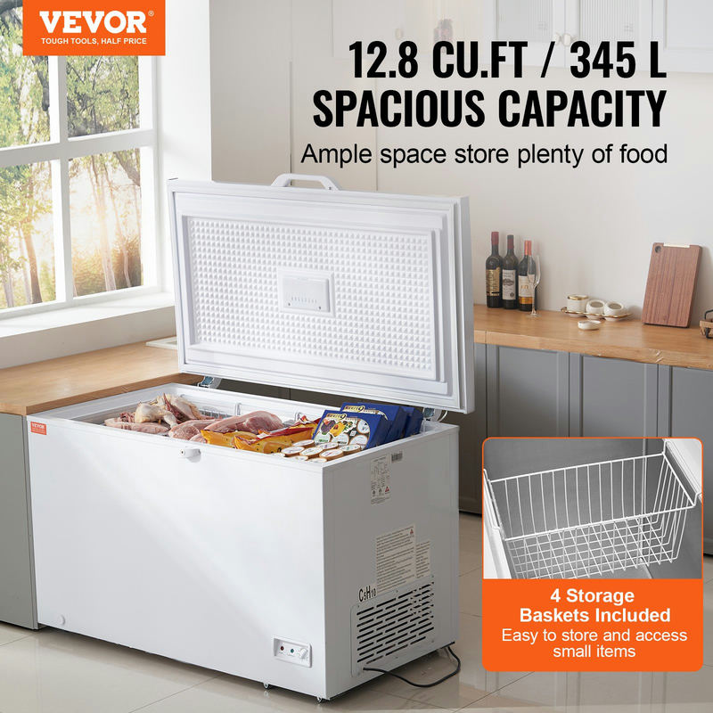 Krūšveida saldētava 12,8 cu.ft / 345 L ar 4 izņemamiem groziem, BD-355JA