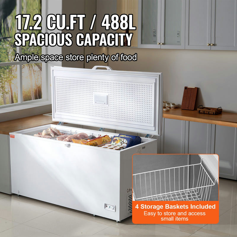 Lādes saldētava 17,2 cu.ft / 488 L ar 4 izņemamiem groziem