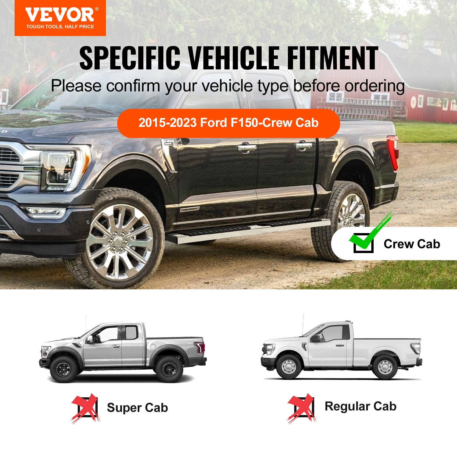 VEVOR 6 collu sānu pakāpieni Ford F150 un Super Duty Crew Cab