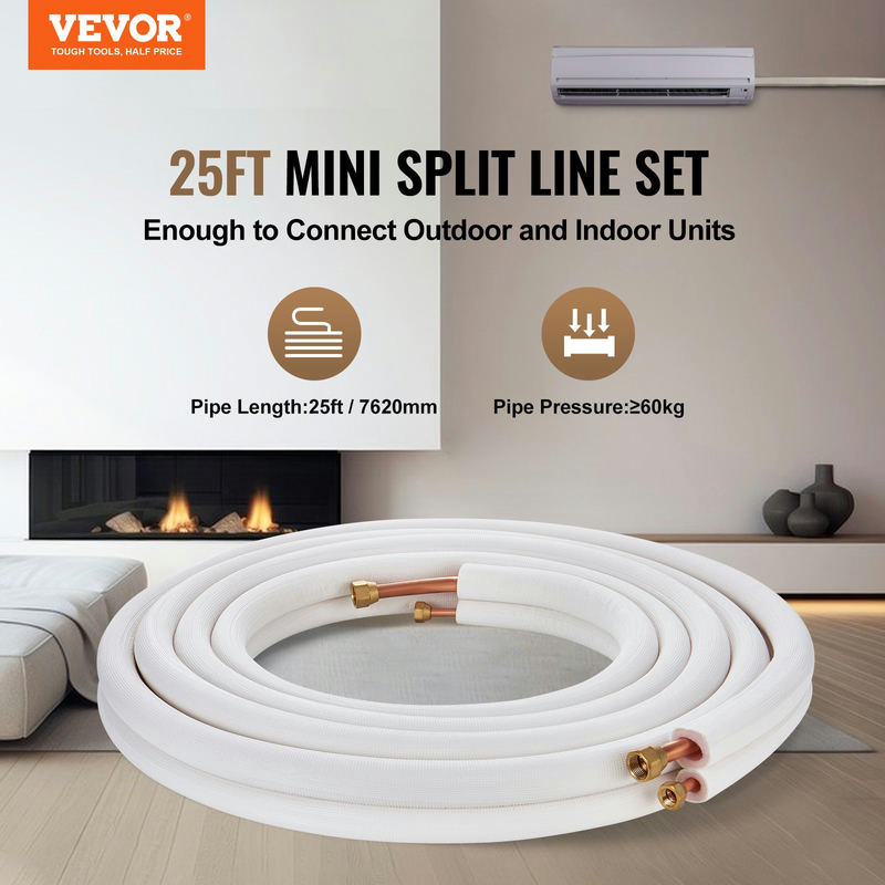 Mini split līnijas komplekts 7620 mm, 6,35/9,53 mm vara caurules
