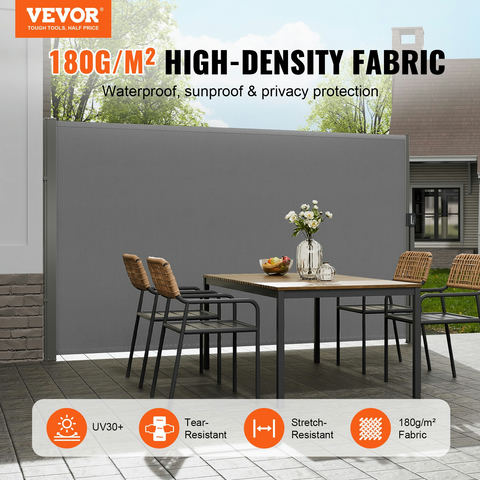 Izvelkama sānu nojume 63'' x 118'' ar 180 g poliestera audumu, pelēka